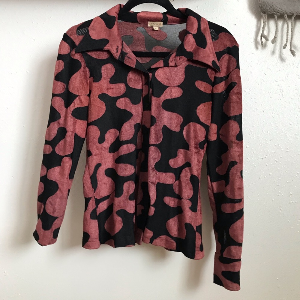 Groovy sheer top with velvet splotches